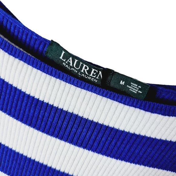 Lauren Ralph Lauren Navy and White Striped Midi Dress - Picture 7 of 7